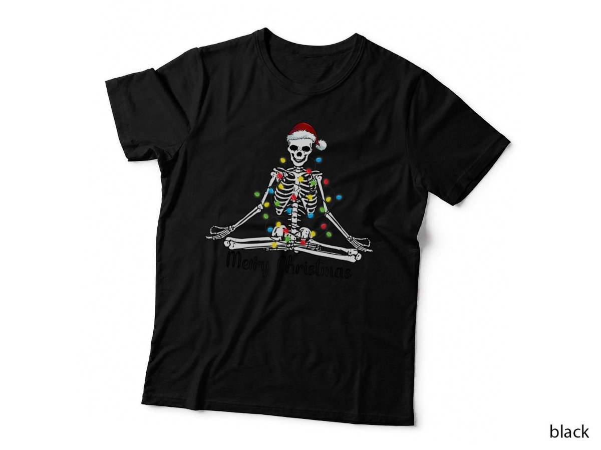 Skeleton Do Yoga Ugly Christmas T-Shirt, Festive Xmas Spirit Funny Hoodie