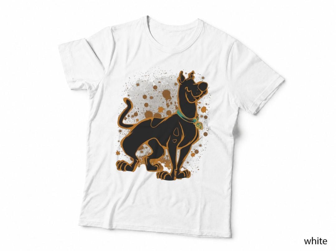 Scooby Doo Watercolour Silhouette T-Shirt, Retro Cartoon Art