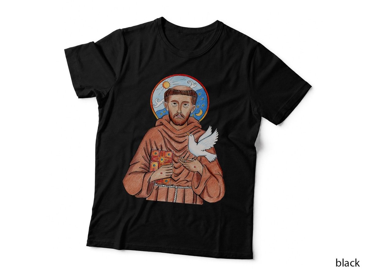 St Francis of Assisi Art Patron Saint of Animals Catholic T-Shirt