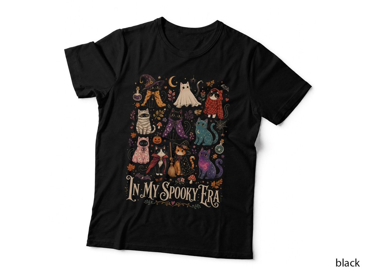 In My Spooky Era Halloween Cats Witchy Black Cat Lover Autumn T-Shirt Hoodie