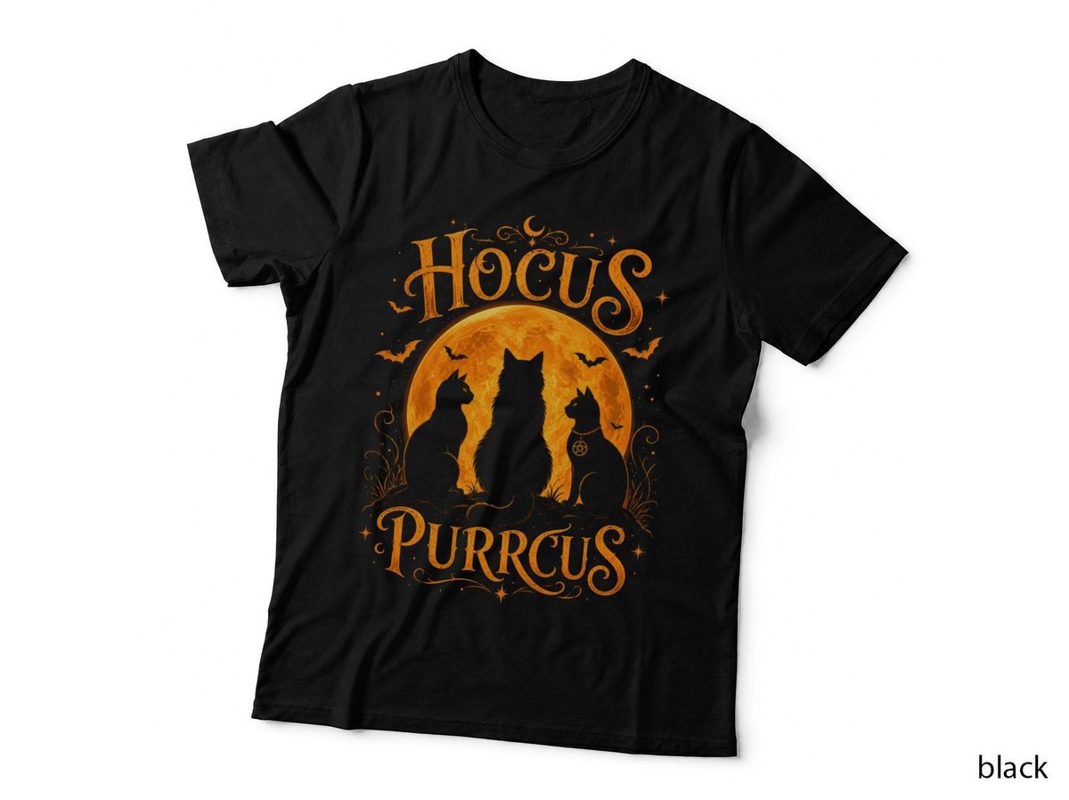 Hocus Purrcus Black Cats Moon Funny Halloween Witchy Cat Lover T-Shirt Hoodie