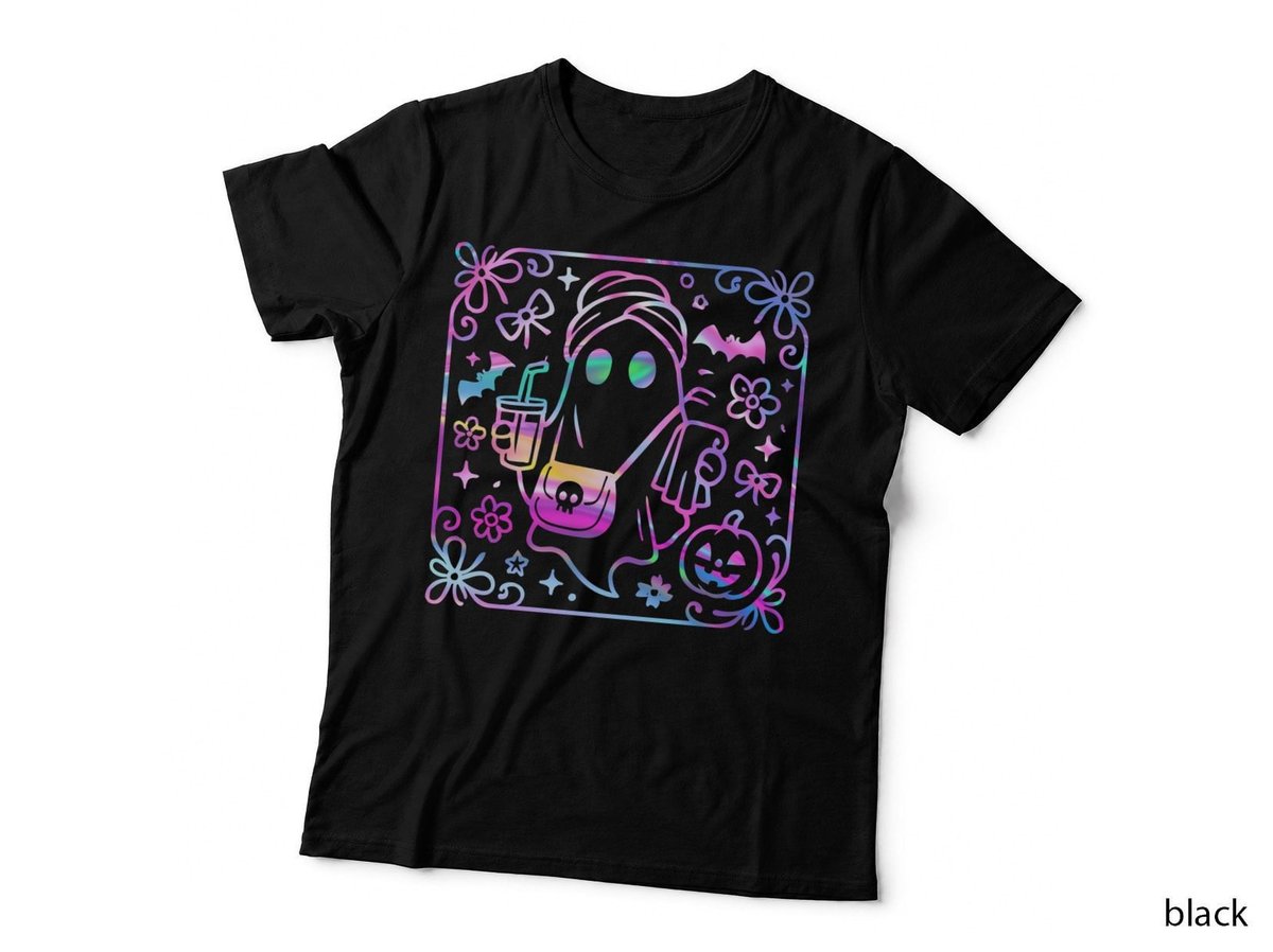 Ghost Halloween T-Shirt, Pastel Goth Style, Trendy Festival Wear