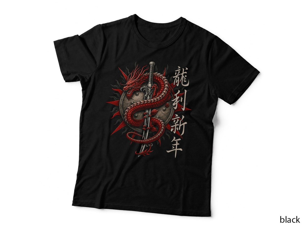 Chinese Dragon Sword Red Lunar New Year Asian Martial Arts T-Shirt Hoodie Gift