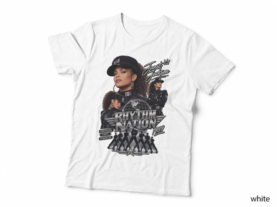 Jackson Rhythm Nation 1989 R&B Pop Music Concert T-Shirt Hoodie Vintage Gift