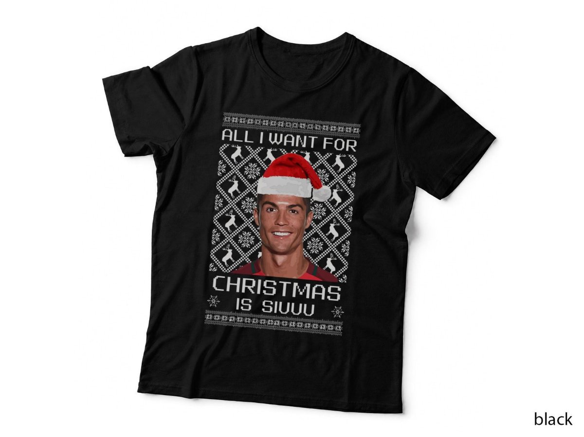 Ronaldo T-Shirt, All I Want For Christmas Is SIUUU Funny Soccer Xmas Hoodie