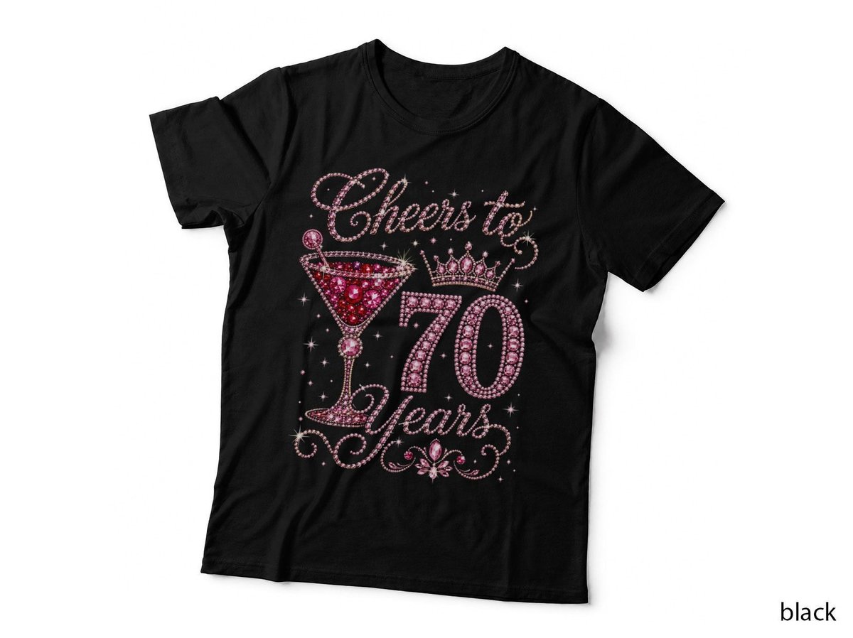 Cheers To 70 Years 70th Birthday Pink Bling T-Shirt Hoodie Born 1956 Grandma