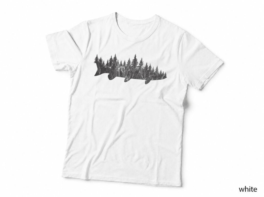 Musky Pine Forest Treeline - Outdoor Fishing Angler T-Shirt