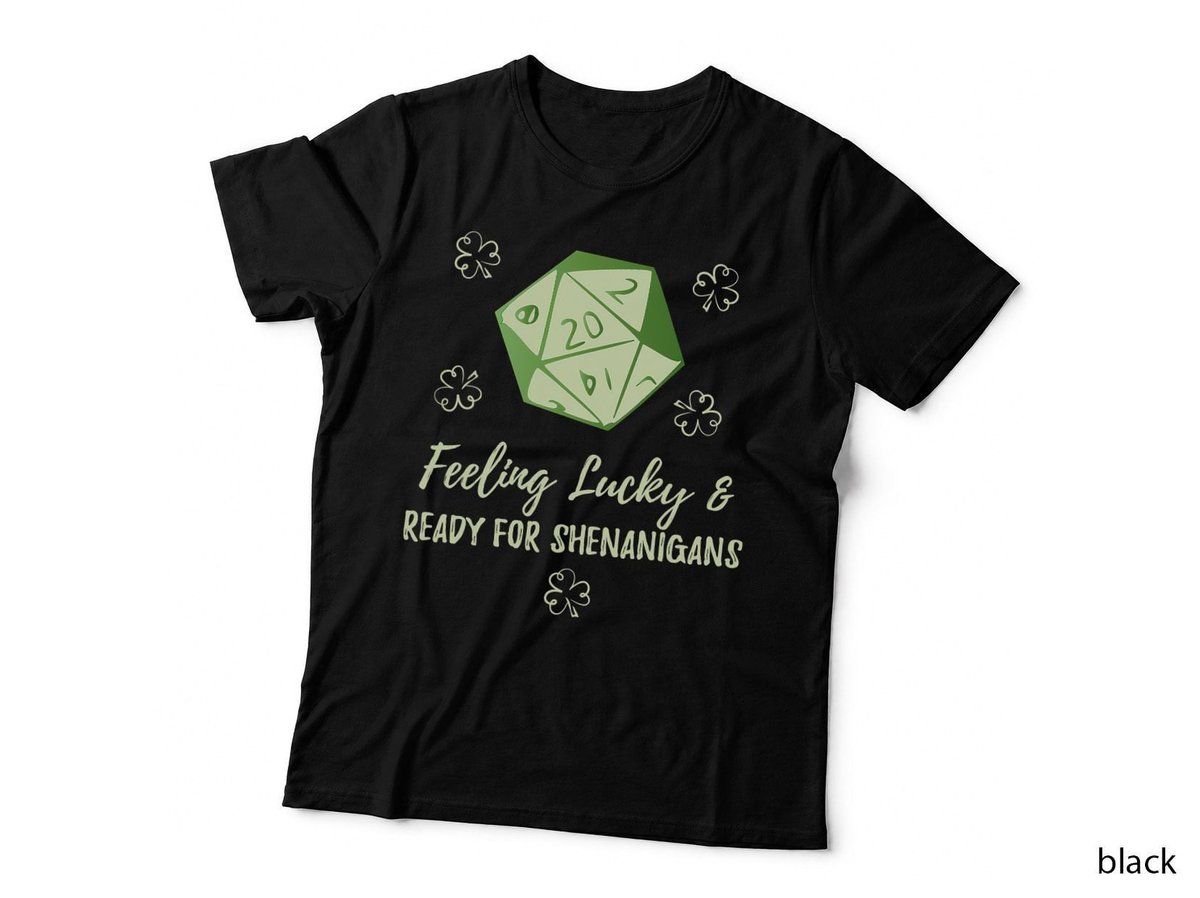 Lucky St Patricks Day Dungeons & Dragons T-Shirt, Green Celtic Dice Tee, Gift for Gamers