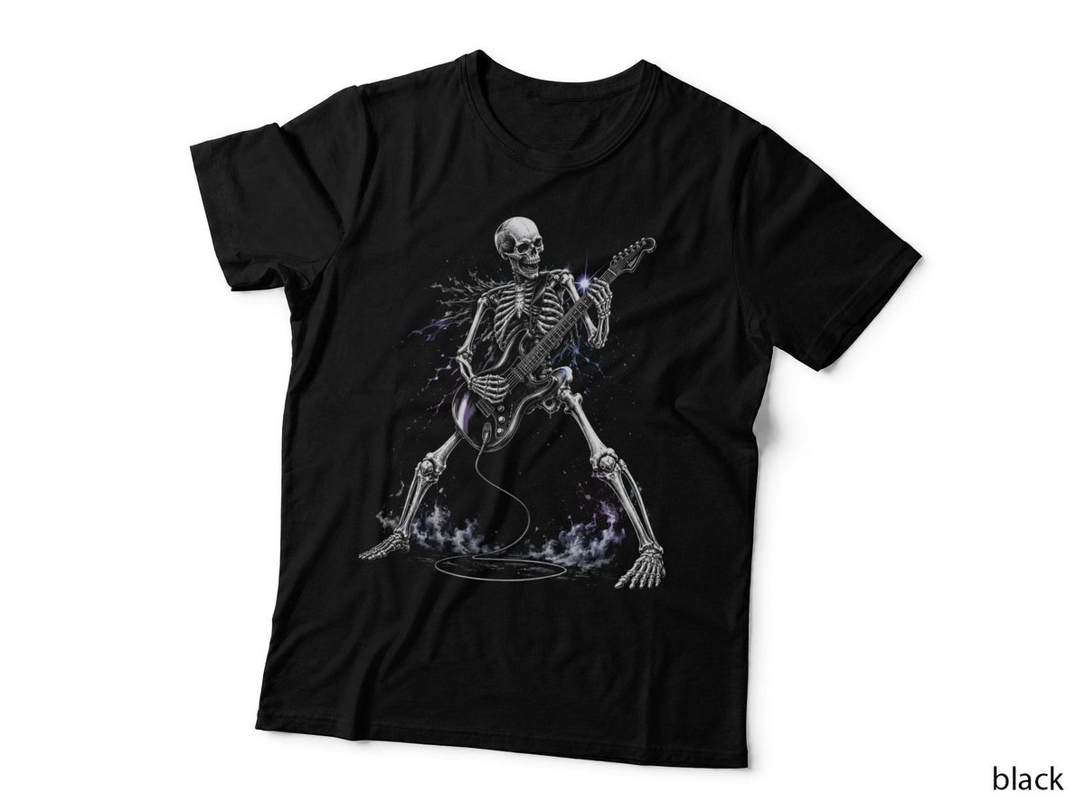Skeleton Bass Guitarist Rock Band Music Concert Gothic Player T-Shirt Hoodie
