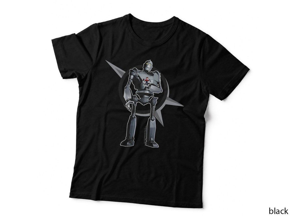 Iron Giant Robot Holding Boy Tee, Retro Cartoon Movie Print, Vintage Sci-Fi Art