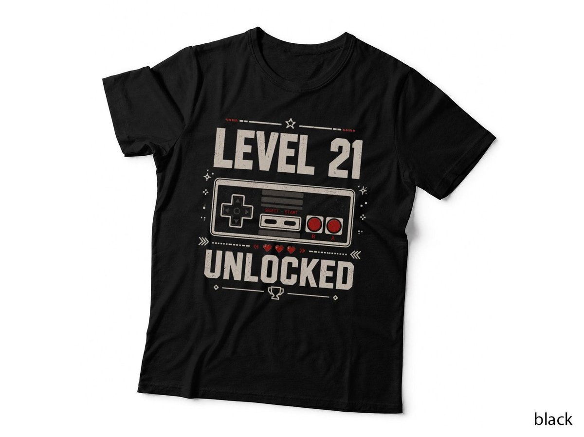 Level 21 Unlocked 21st Birthday Gamer Video Game T-Shirt Hoodie Born 2005 Son