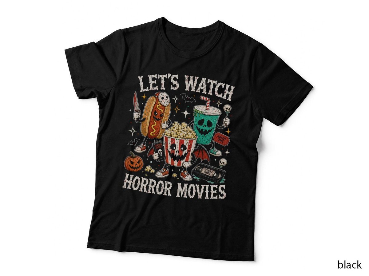 Movie Night Snacks Horror Funny Halloween Popcorn Scary Film T-Shirt Hoodie