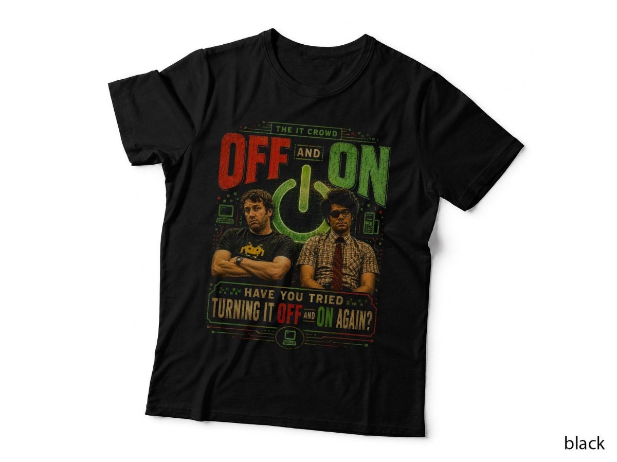 The IT Crowd Off And On Again T-Shirt, Geek British Sitcom Halftone Hoodie