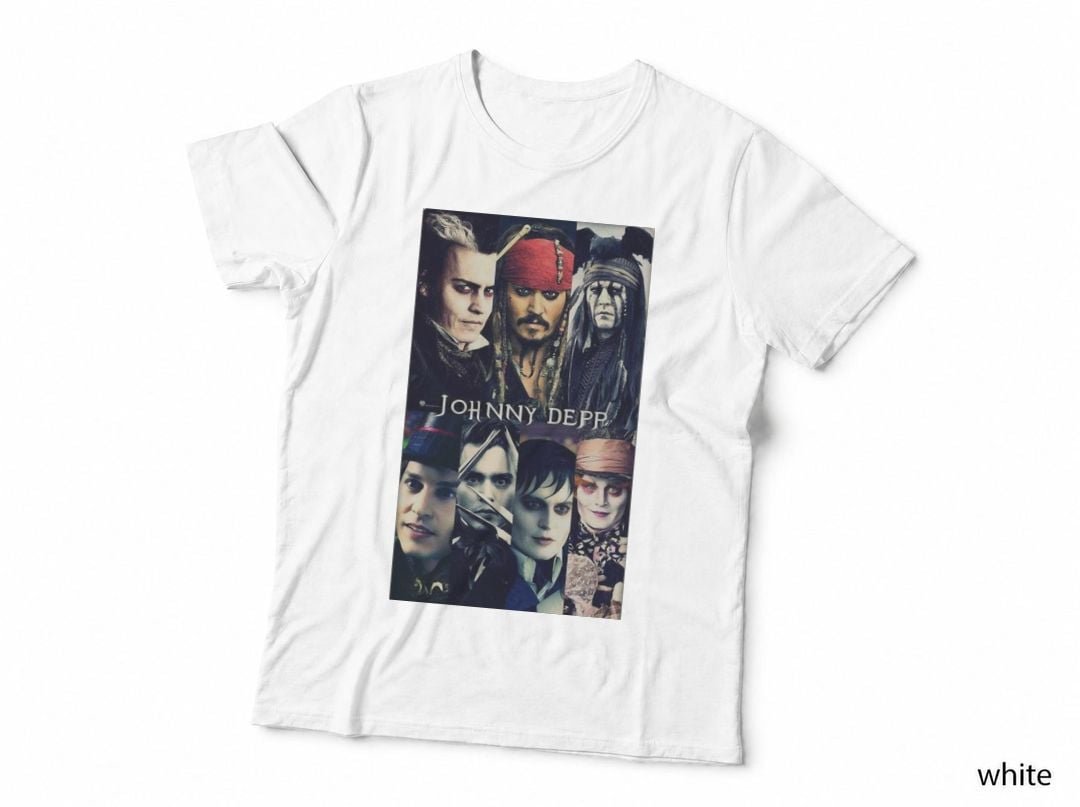 Johnny Depp Character Collage T-Shirt, Movie Fan Art, Niche Mixed Iffy