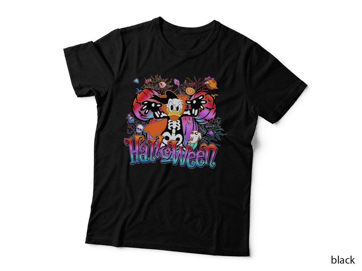 Halloween Donald Duck Skeleton T-Shirt, Spooky Costume Theme