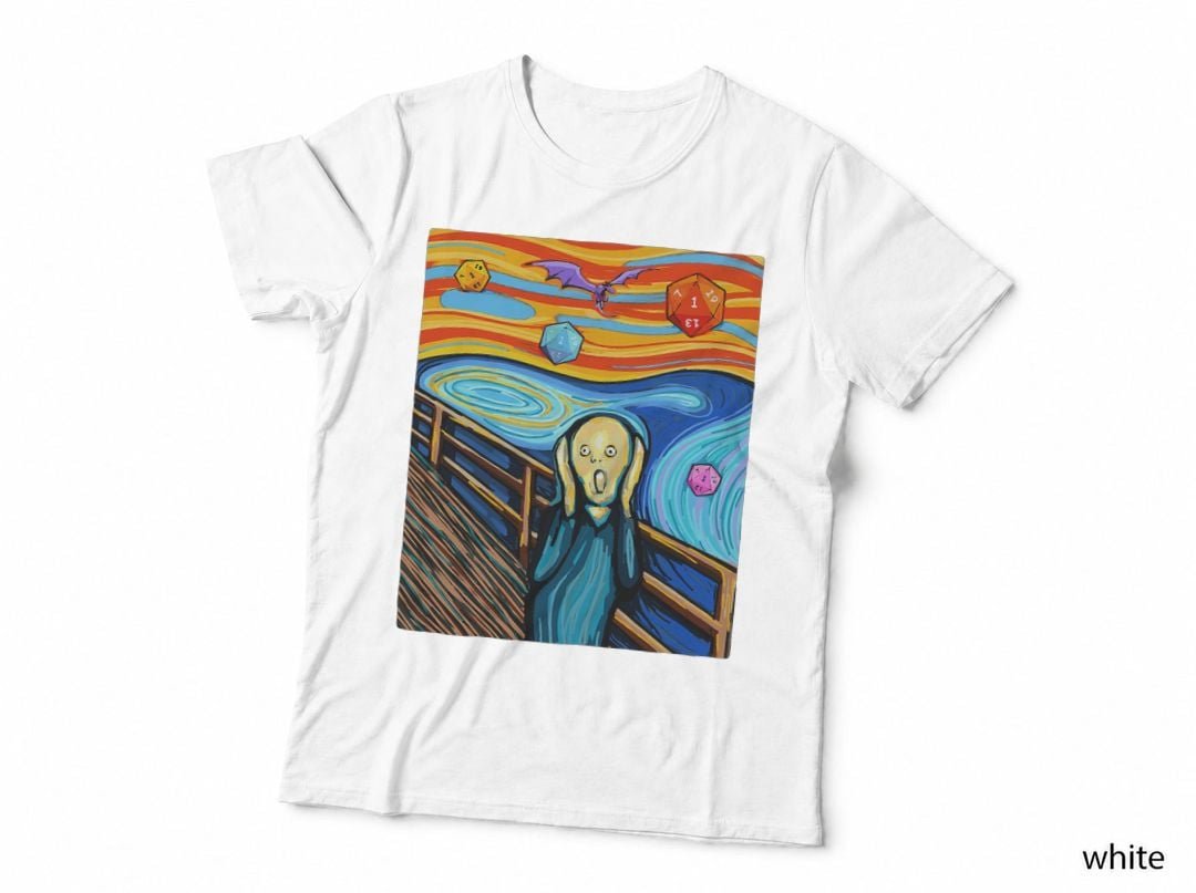 Dungeons Shirt, Munch's The Scream D20 Tshirt, Dragons T-Shirt