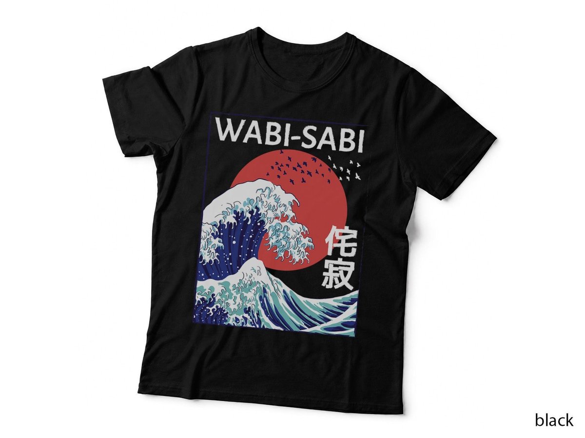 Japanese Sunset wave Wabi Sabi Art T-Shirt