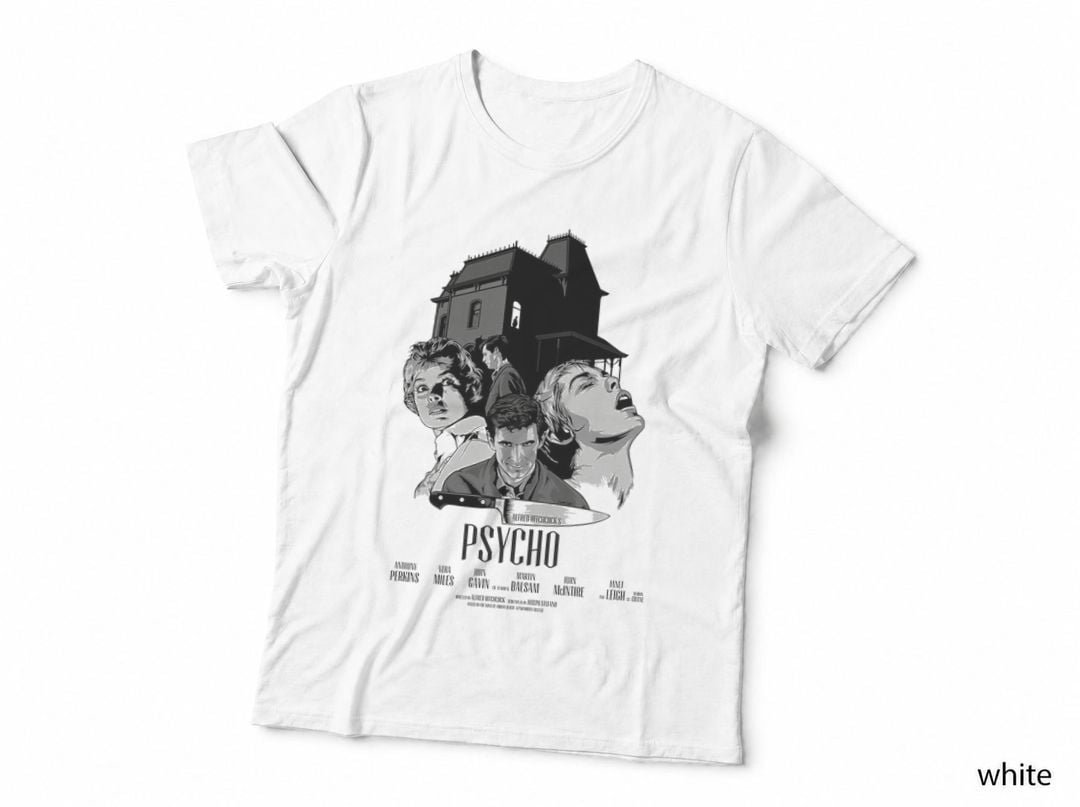 Horror Movie Psycho T-Shirt, Vintage Horror Film, Retro Thriller Style