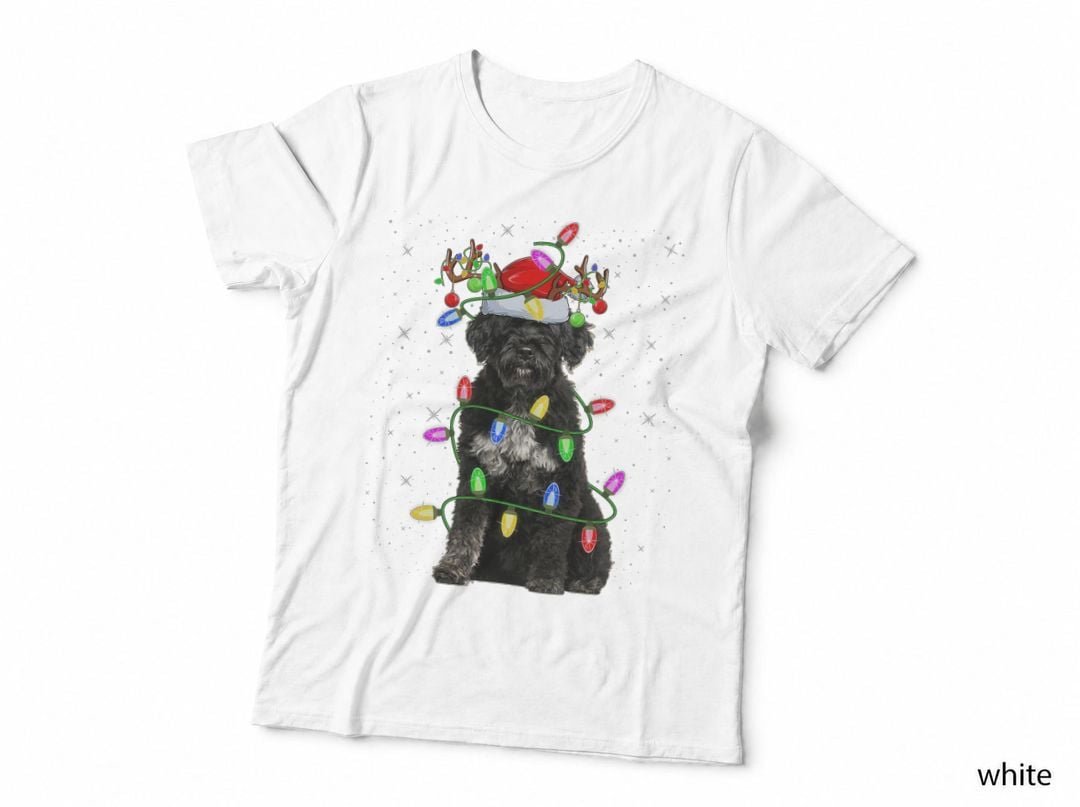 Christmas Holiday Lighting Santa Portuguese Water Dog T-Shirt
