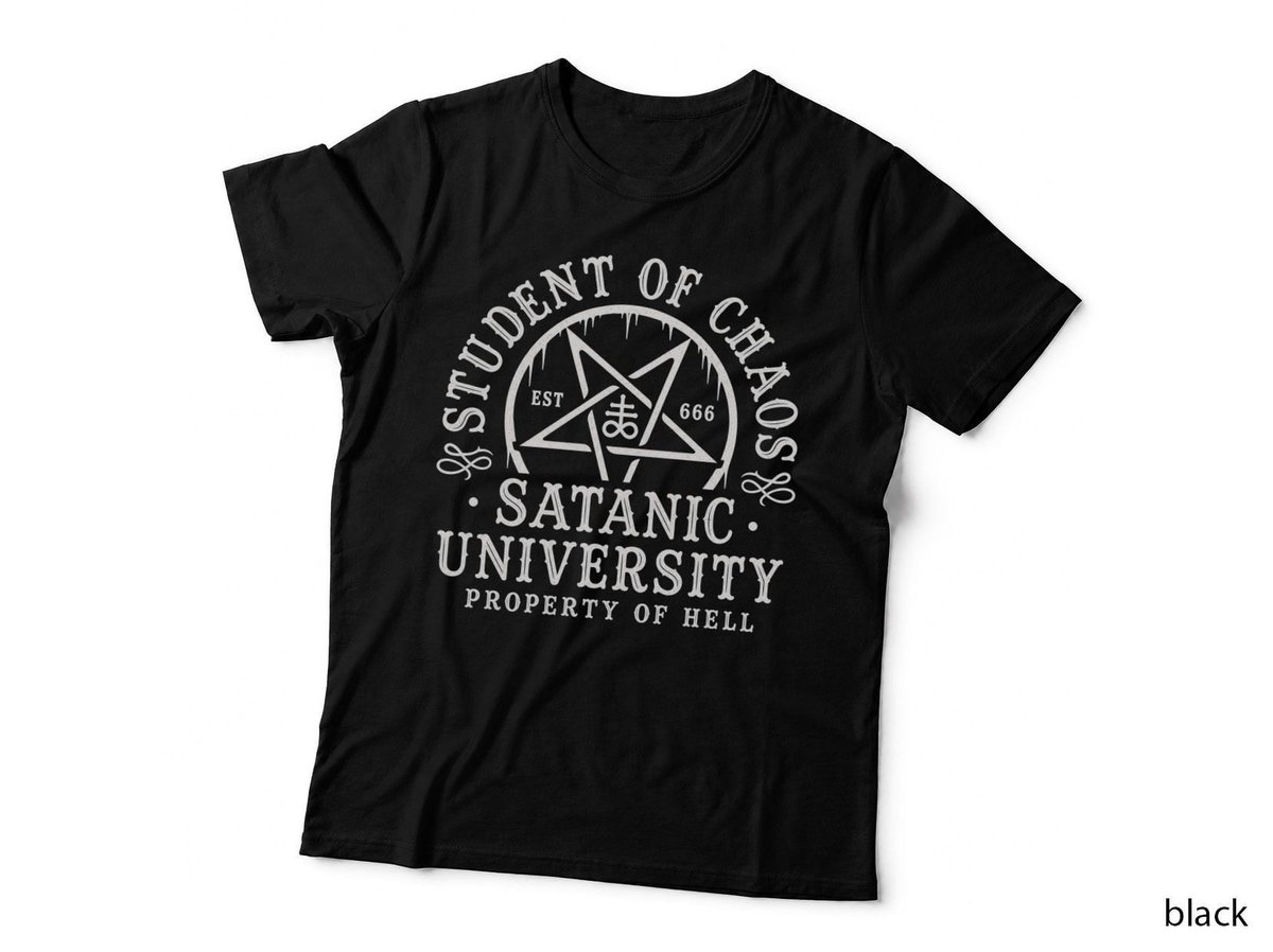 Student Of Chaos Satanic University Funny Occult Gothic Goth T-Shirt Hoodie