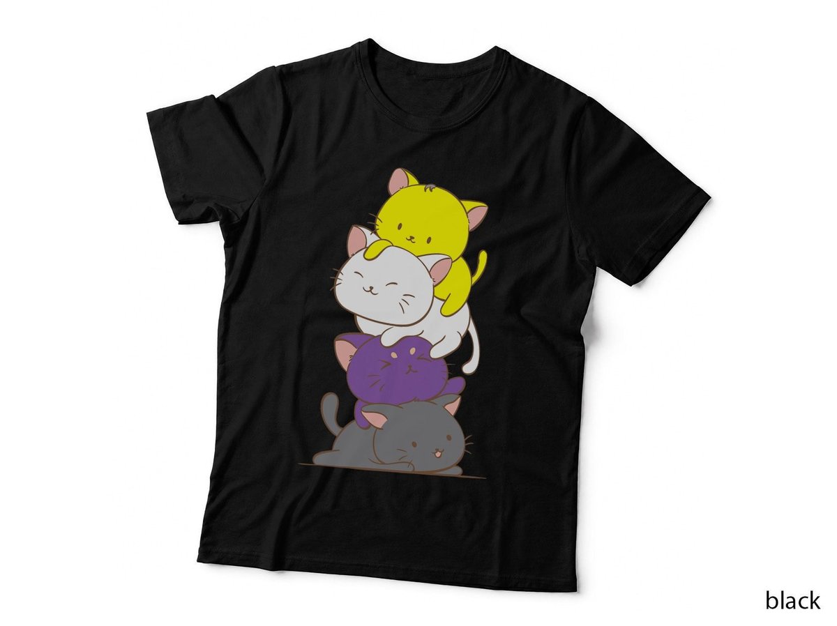 Kawaii Cat Pile LGBTQ Non Binary Pride Flag Kittens T-Shirt