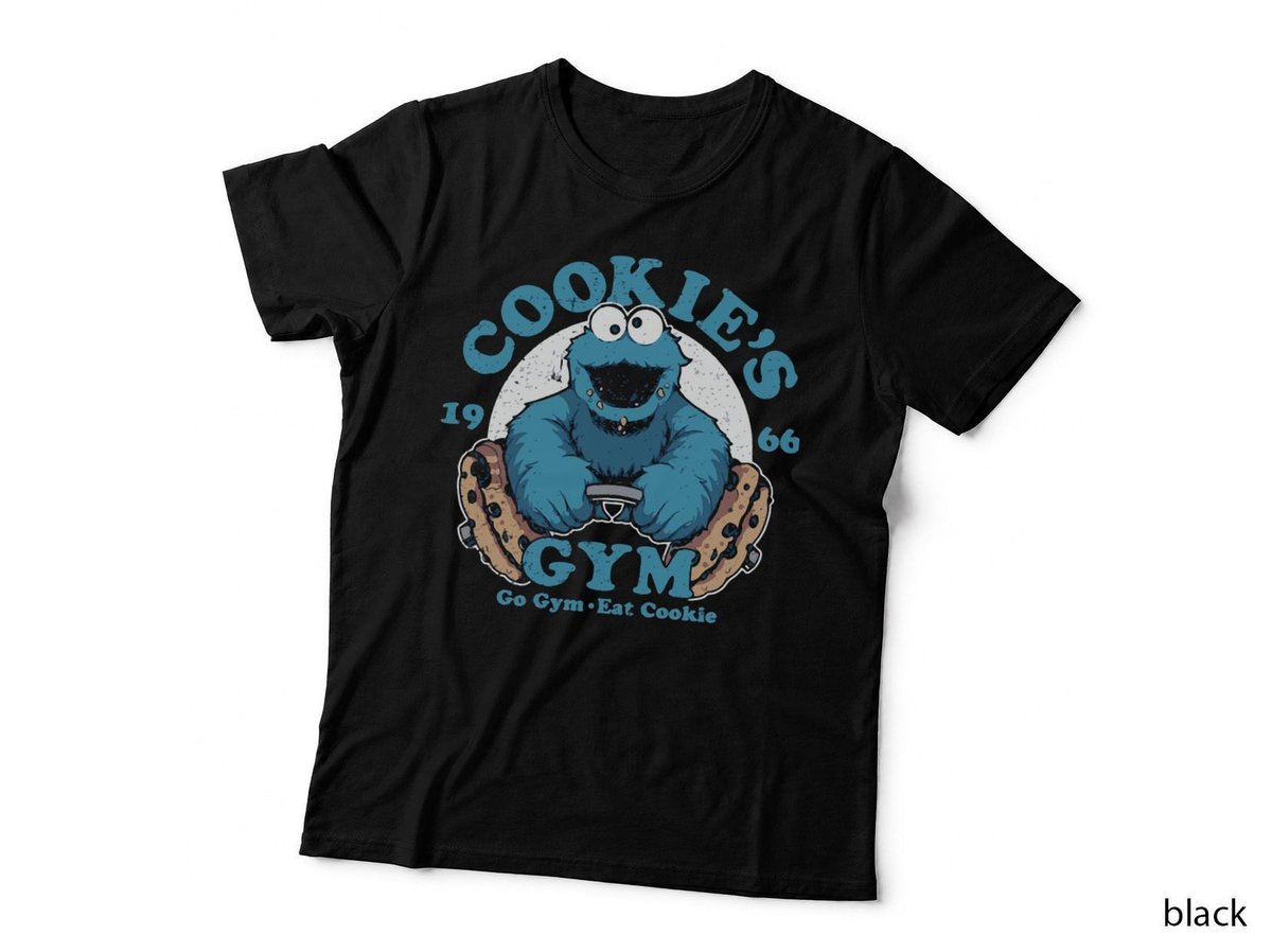 Cookie Monster Gym T-Shirt, Retro 1966 Workout, Sesame Street Parody
