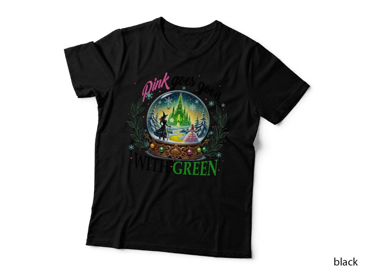 Pink Goes Good With Green Christmas Snowglobe T-Shirt, Festive Xmas Hoodie