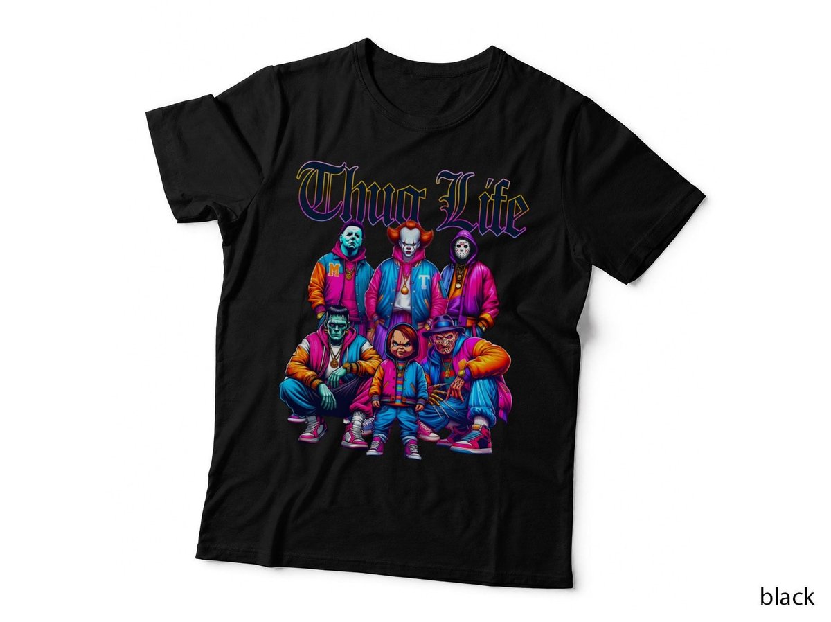Horror Characters Thug Life T-Shirt, Halloween Costume Apparel
