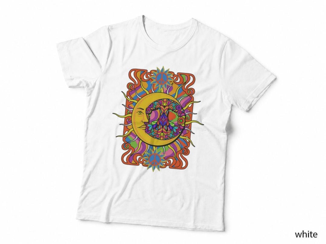 Abstract Sun Moon Constellation Stars Psychedelic Powers Art T-Shirt