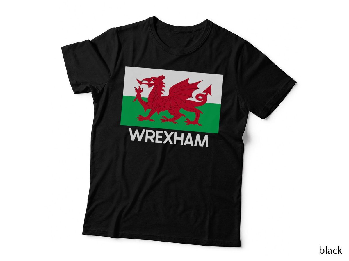 Wrexham Wales Welsh Flag Baner Y Ddraig Goch T-Shirt