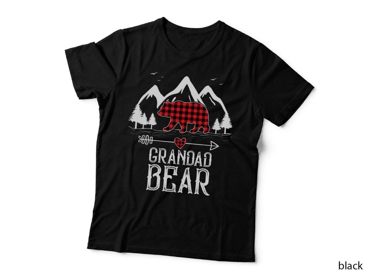 Red Plaid Grandad Bear Matching Family Pyjama Christmas T-Shirt, Xmas Hoodie