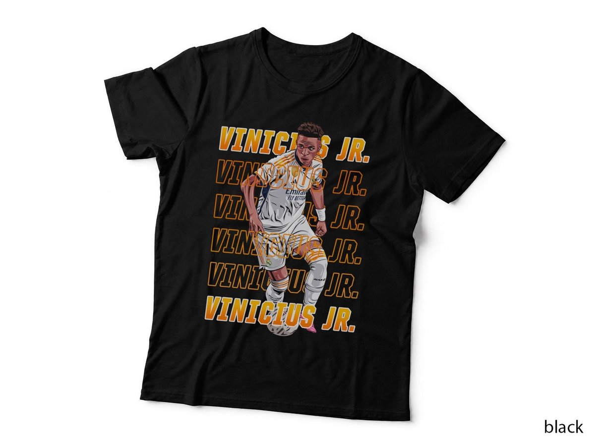 Vinicius Jr Soccer T-Shirt, Real Madrid Dribbling Pose, Football Fan
