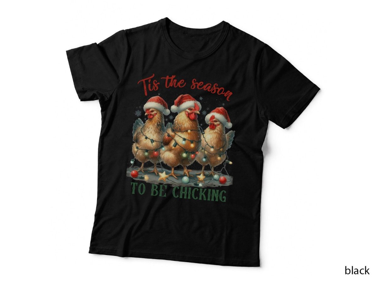 Vintage Chicken T-Shirt, Christmas Chicken Tis The Season Xmas Festive Hoodie