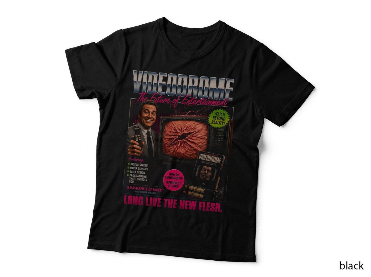 Videodrome 1983 New Flesh T-Shirt, Vintage 80s Body Horror Halftone Hoodie