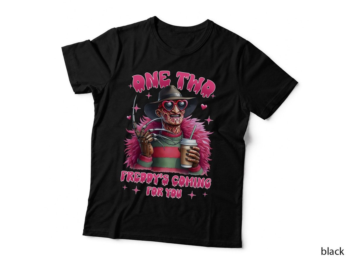 Freddy Krueger Coffee T-Shirt, Retro Horror Style, Halloween Costume