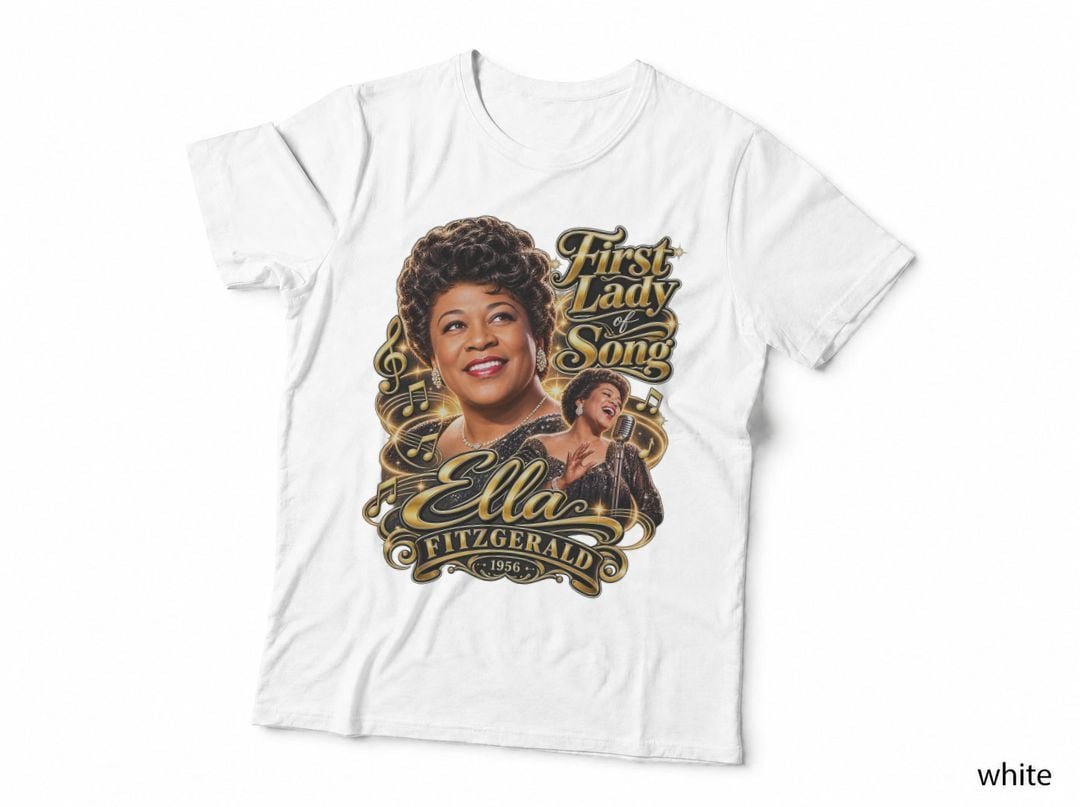 Ella Fitzgerald First Lady Of Song Jazz Singer Black Gold T-Shirt Hoodie Vintage