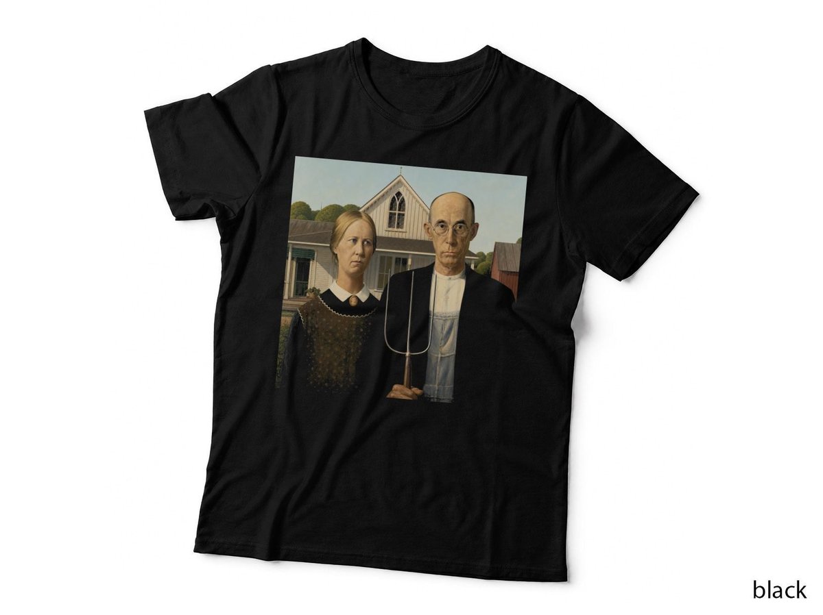 American Gothic Zombie Colour Funny Horror Parody Halloween T-Shirt Hoodie