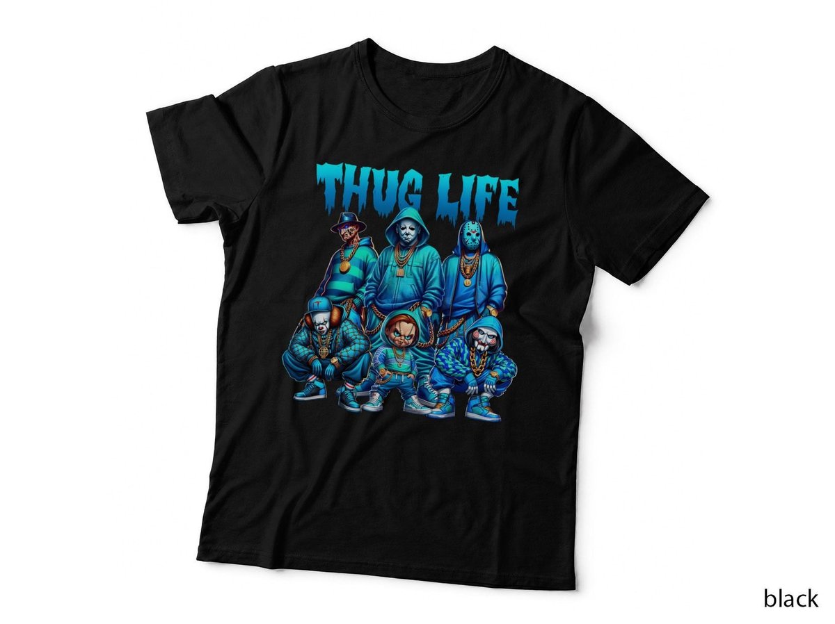 Horror Characters Thug Life T-Shirt, Halloween Costume Apparel 3