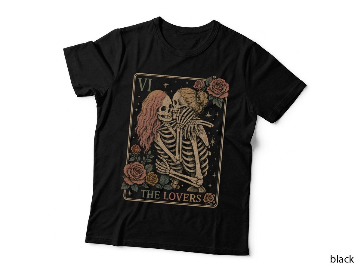 The Lovers Tarot Skeleton Couple Gothic Witchy Romance Goth T-Shirt Hoodie