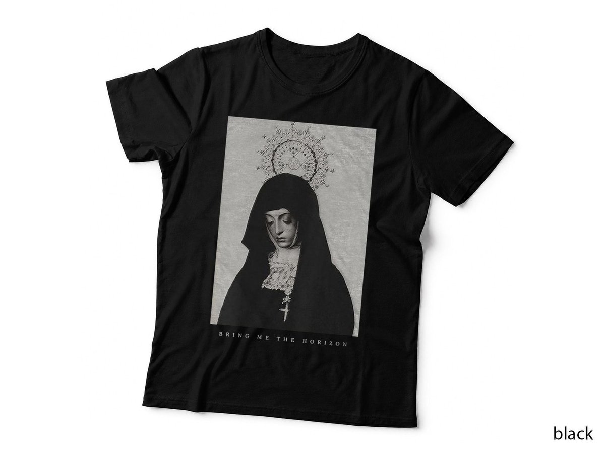 Womens Bring Me Horizon-Nun Art V-Neck T-Shirt