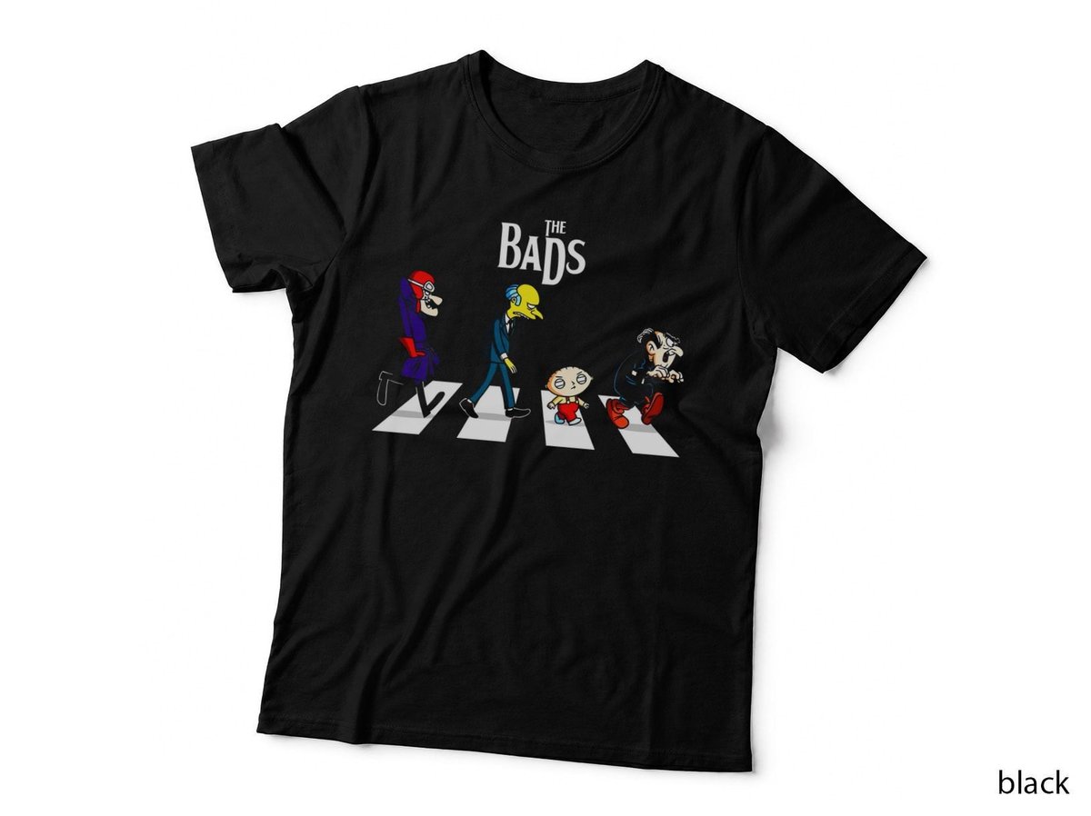The Bads Abbey Road T-Shirt, Cartoon Villains Crosswalk Parody, TV Fan