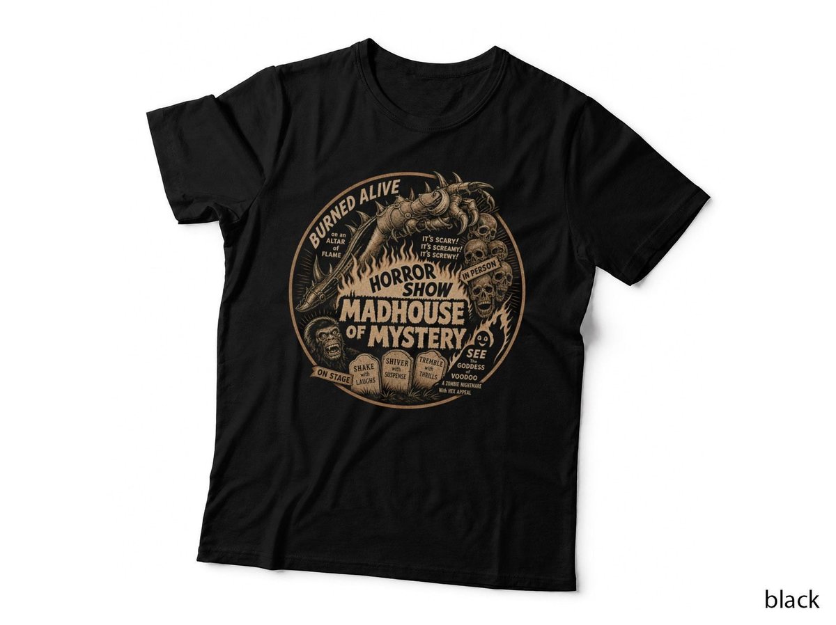 Horror Show Madhouse Of Mystery Badge Spook Show T-Shirt Hoodie Vintage Gift