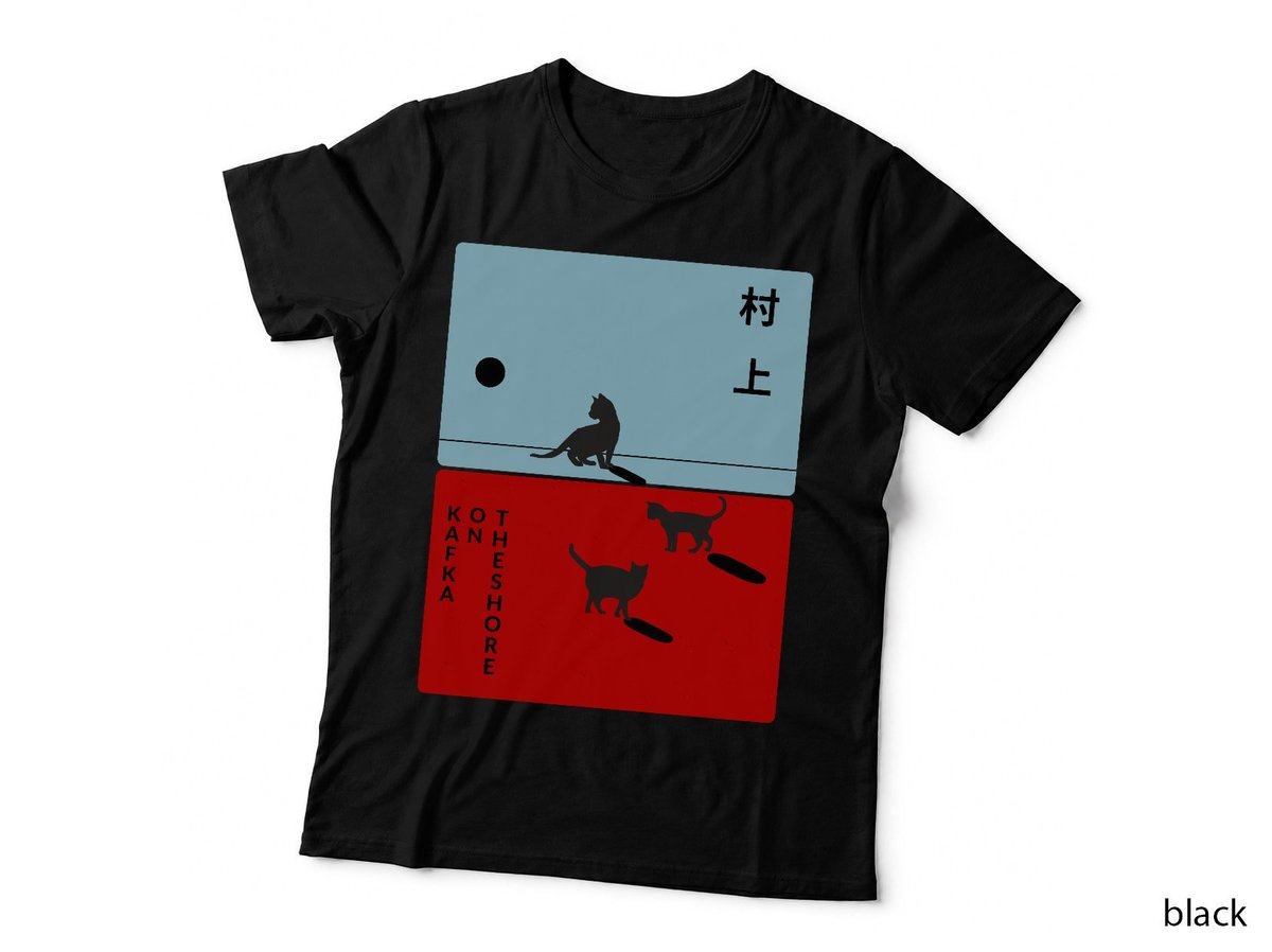 Haruki Murakami - Kafka On the Shore T-Shirt, Literary Cat Art