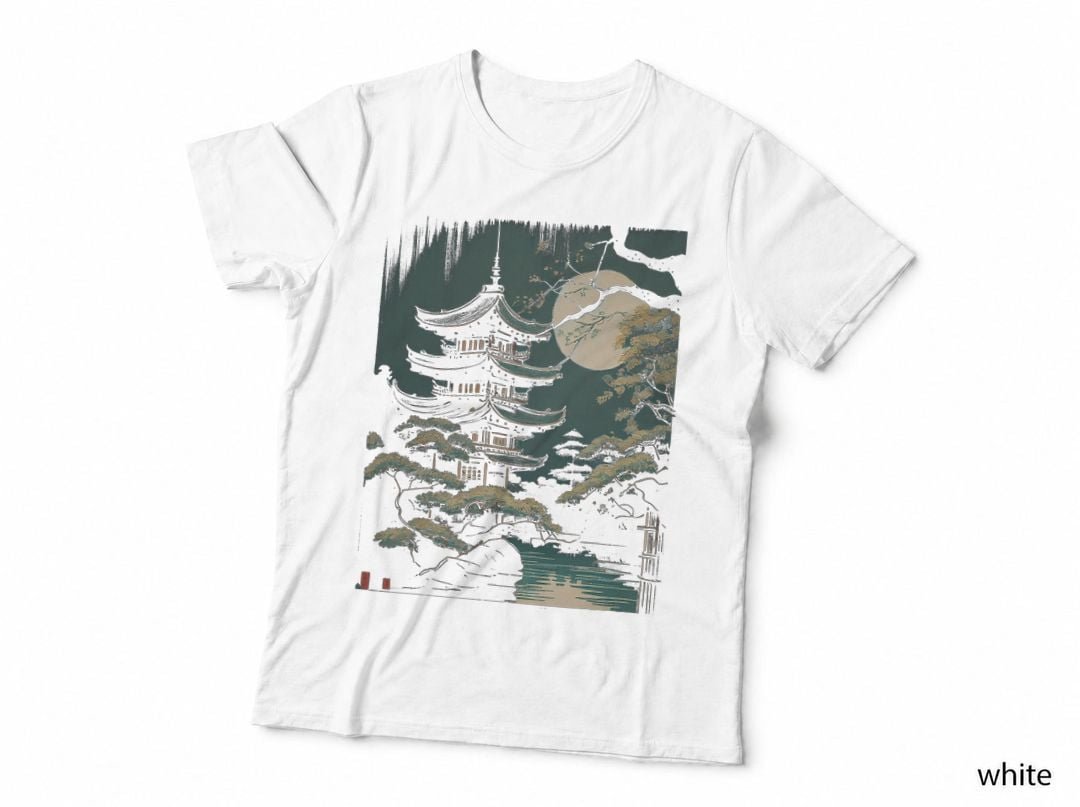 Japanese Temple Anime Japan Woodblock vintage Graphic Art T-Shirt