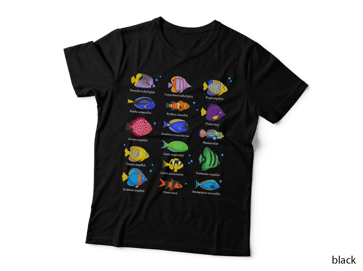 Types of Fishes T-Shirt, Marine Life Print, Ocean Lover Apparel