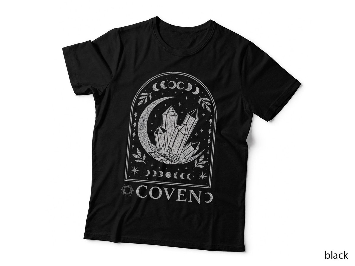 Coven Crystals Arch White Witchy Celestial Moon Phase Wiccan T-Shirt Hoodie