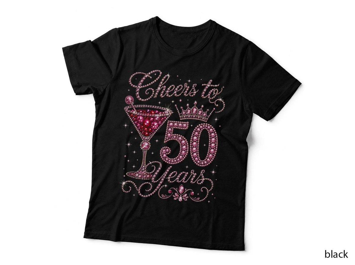 Cheers To 50 Years 50th Birthday Pink Bling T-Shirt Hoodie Born 1976 Gift Mum