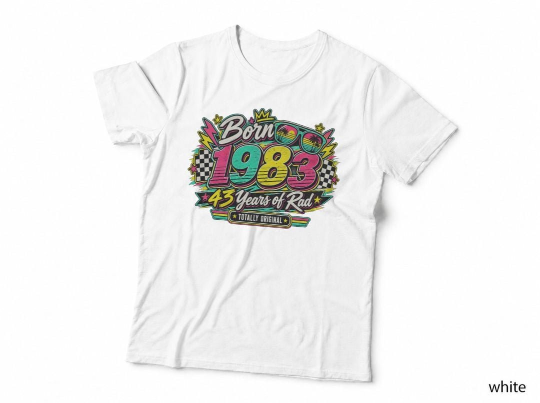 1983 43rd Birthday Years Of Rad Sunglasses Checkerboard Neon T-Shirt Hoodie