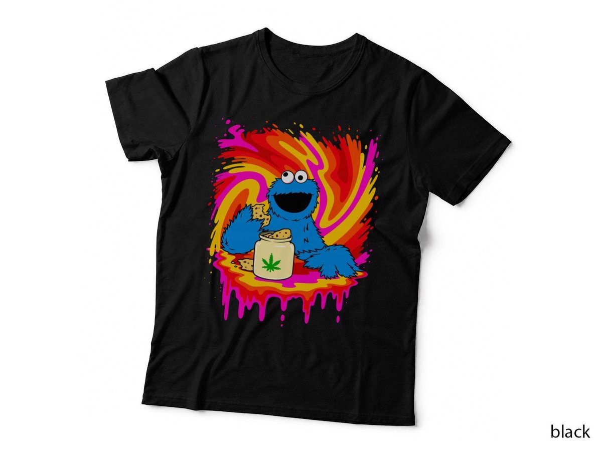 Special Cookies T-Shirt, Blue Monster Cannabis Jar, Trippy Swirl Cartoon Art