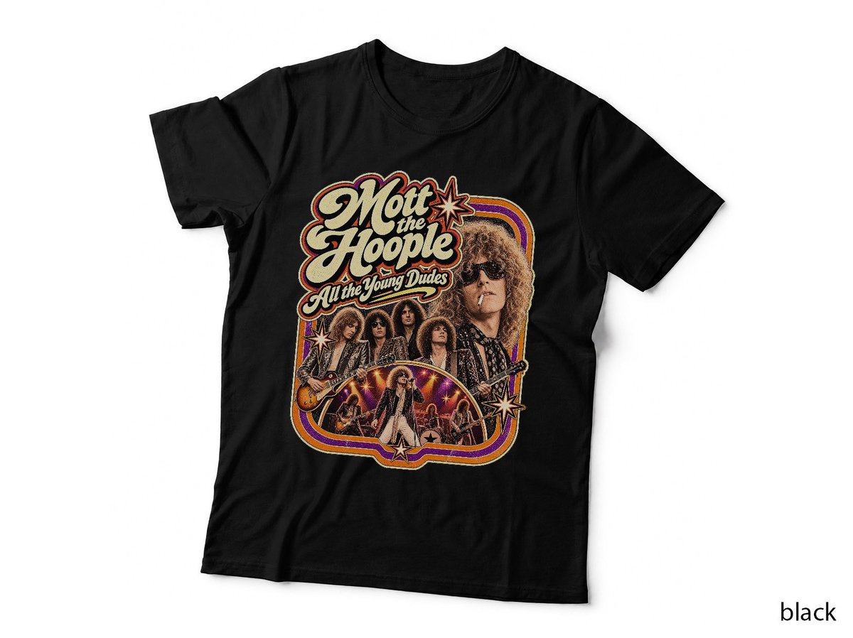 Mott the Hoople All the Young Dudes Vintage Glam Rock Distressed Print T-Shirt
